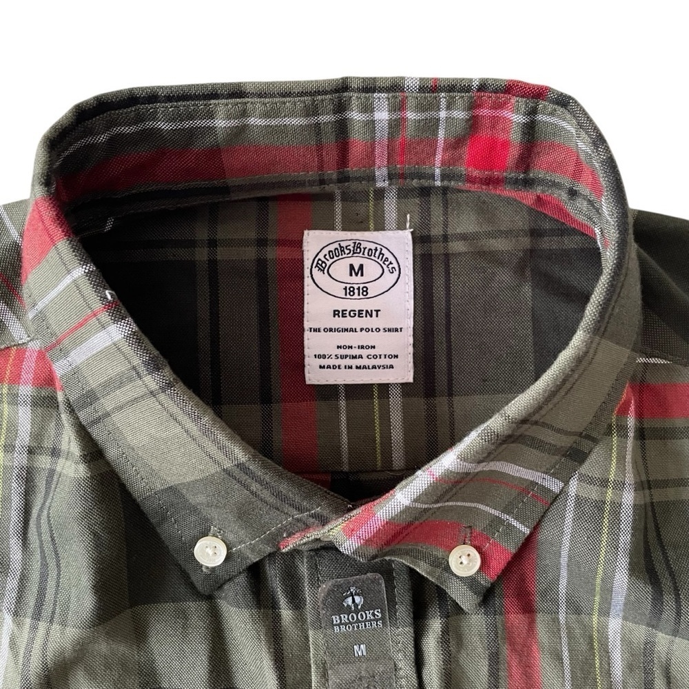 New Brooks Brothers Button Down Shirt Men’s M Plaid Regent Fit Fleece Embroidery - Picture 4 of 10